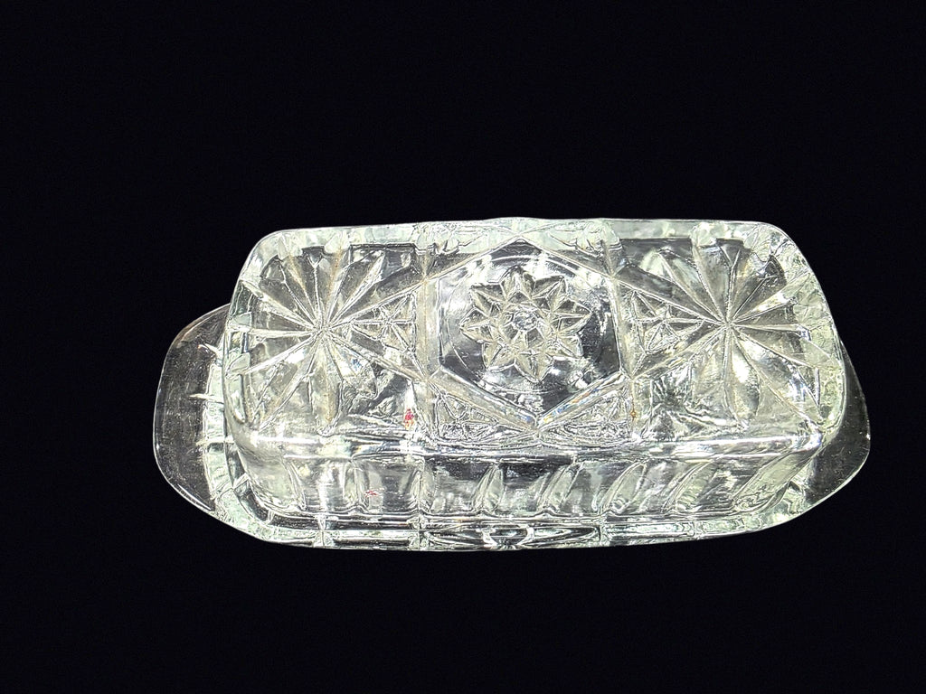 EAPC Style Pressed Glass Butter Dish Mid 20th C