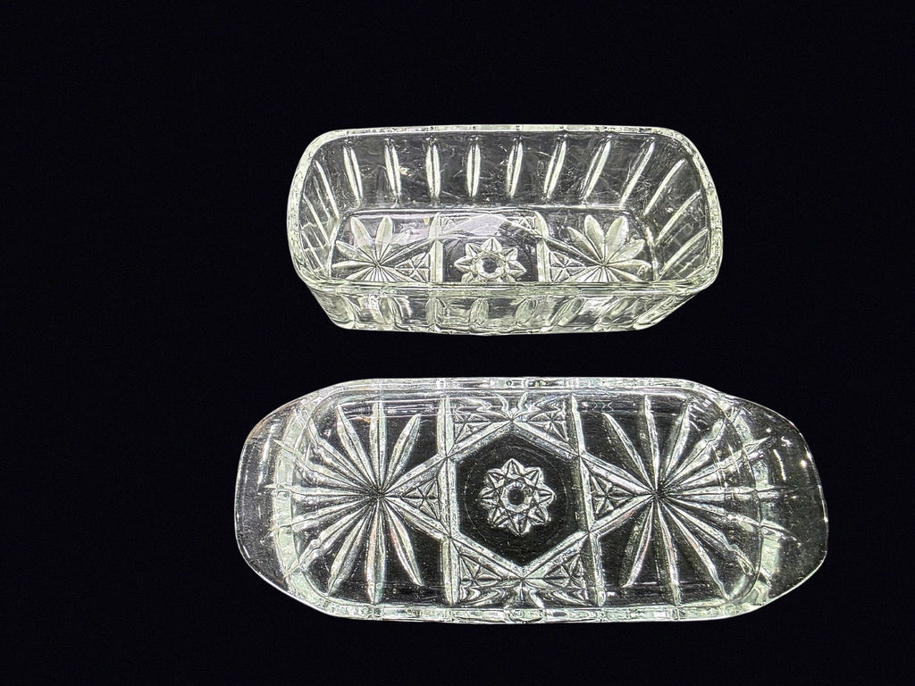 EAPC Style Pressed Glass Butter Dish Mid 20th C