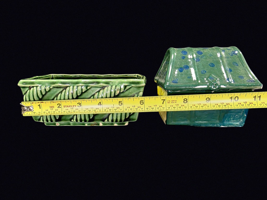 USA Pottery Leaf Planter & House Bank Lot