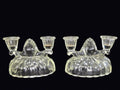 Pressed Glass 2-Arm Candleholders Pair 1940s