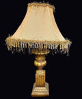 Neoclassical Gilt Urn Lamp Beaded Shade L20thC