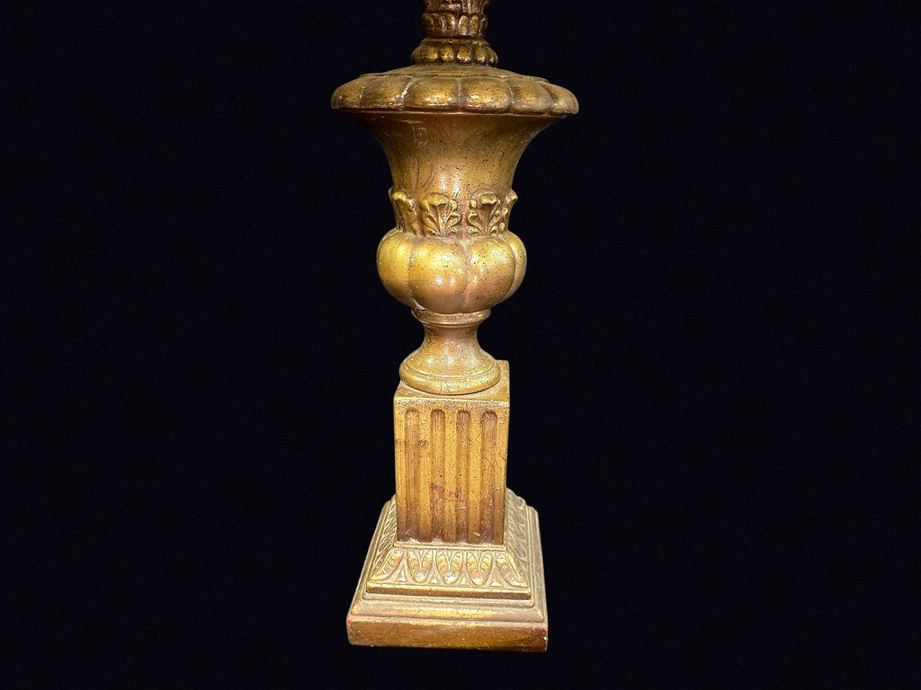 Neoclassical Gilt Urn Lamp Beaded Shade L20thC