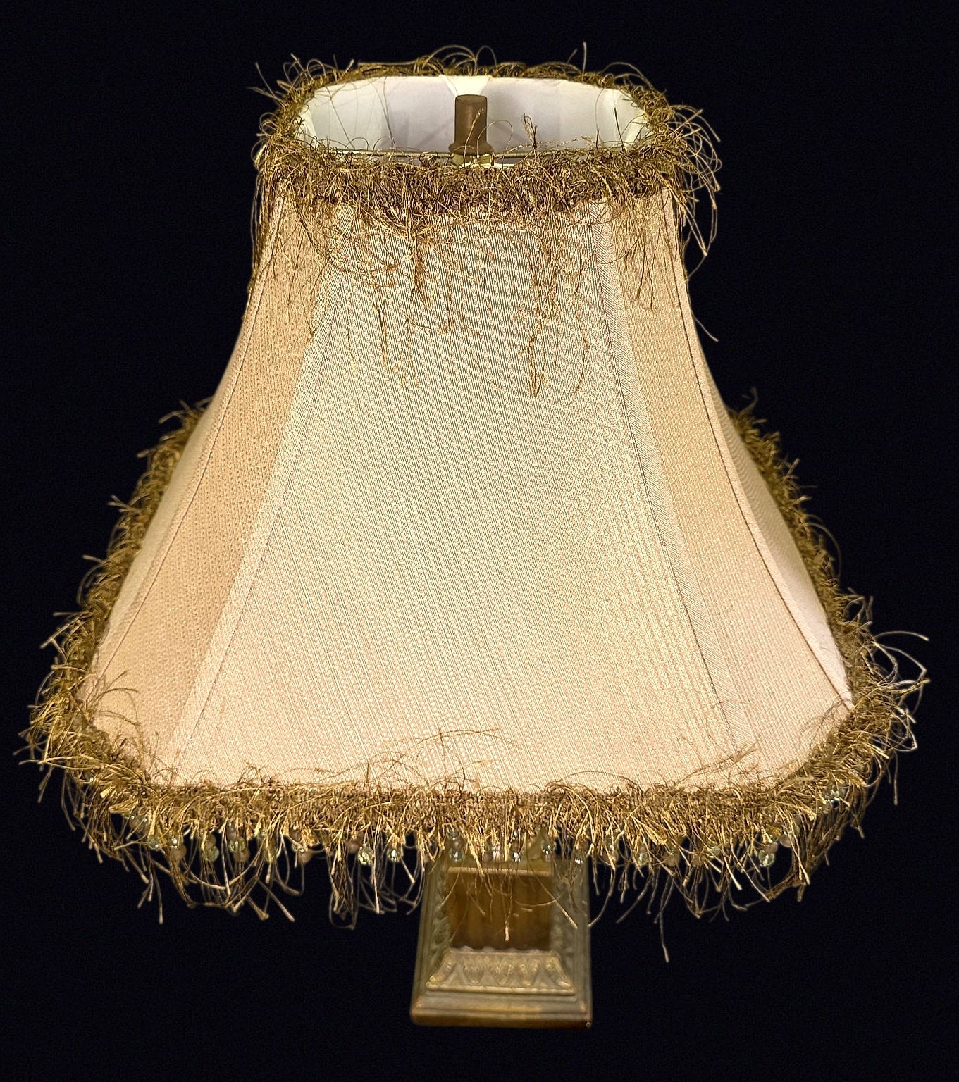 Neoclassical Gilt Urn Lamp Beaded Shade L20thC