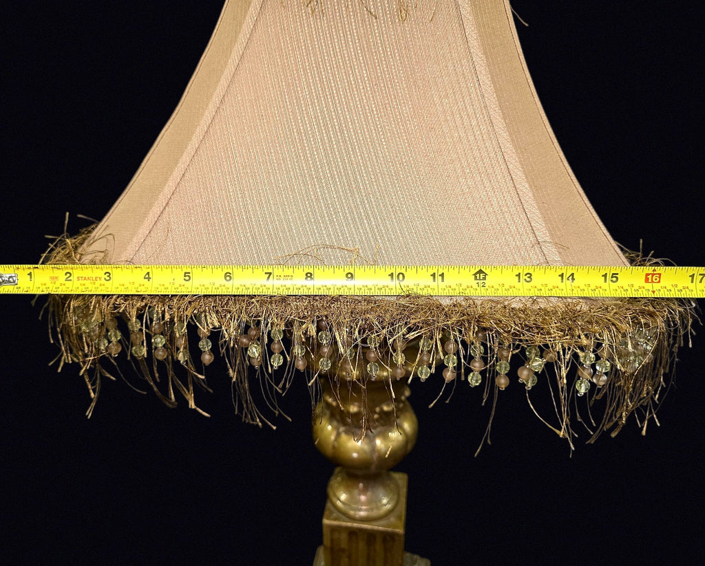 Neoclassical Gilt Urn Lamp Beaded Shade L20thC