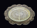 Silverplate Oval Tray Divided Glass Insert