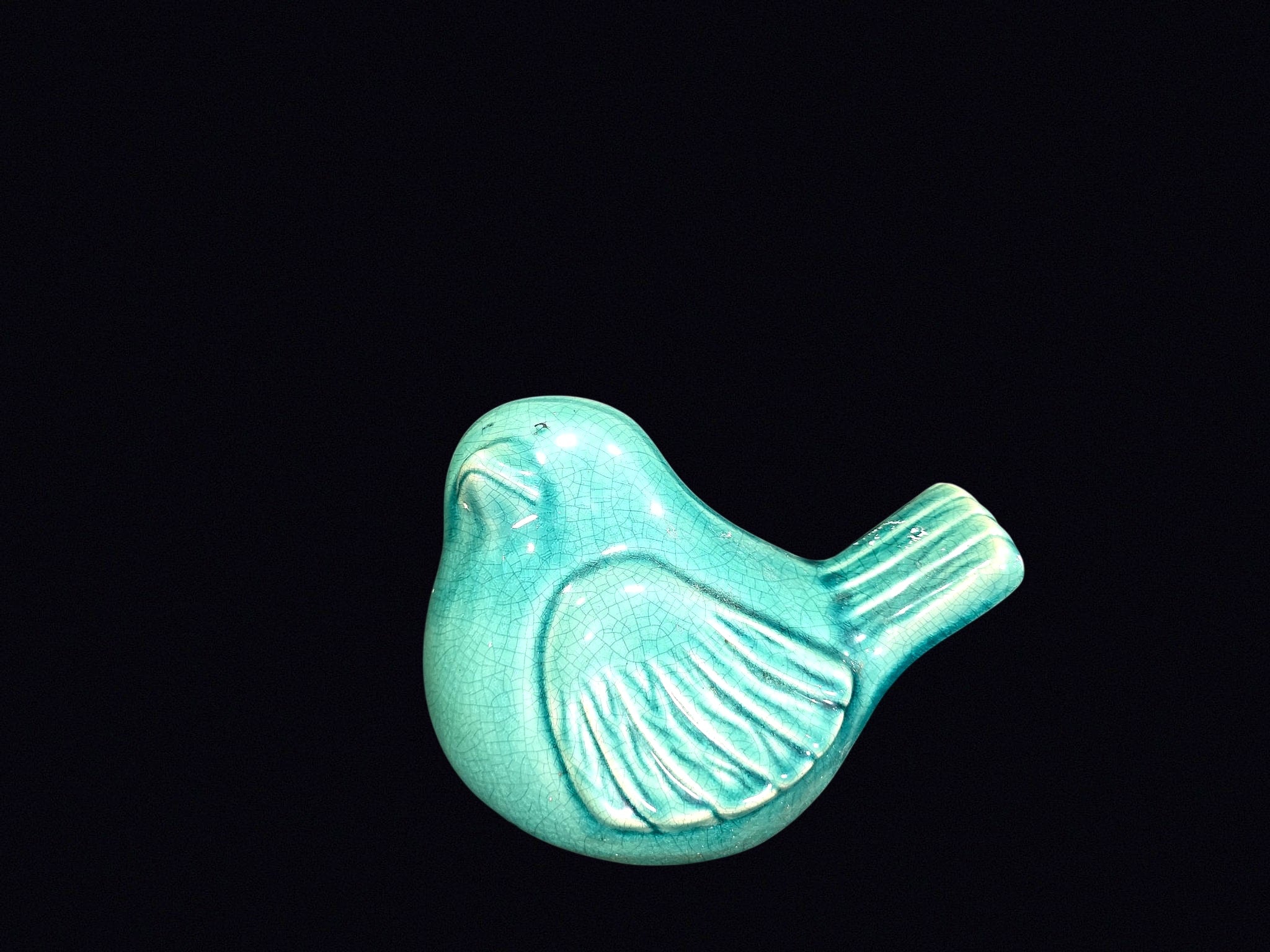 Turquoise Crackle Glaze Ceramic Bird 8in