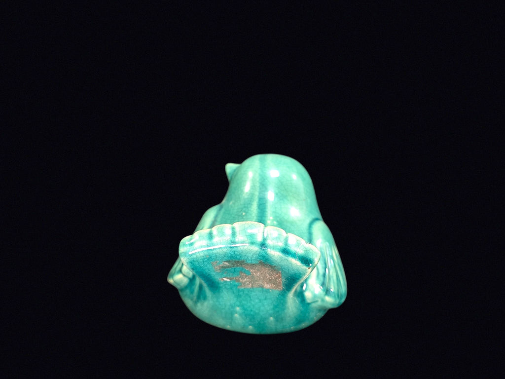 Turquoise Crackle Glaze Ceramic Bird 8in