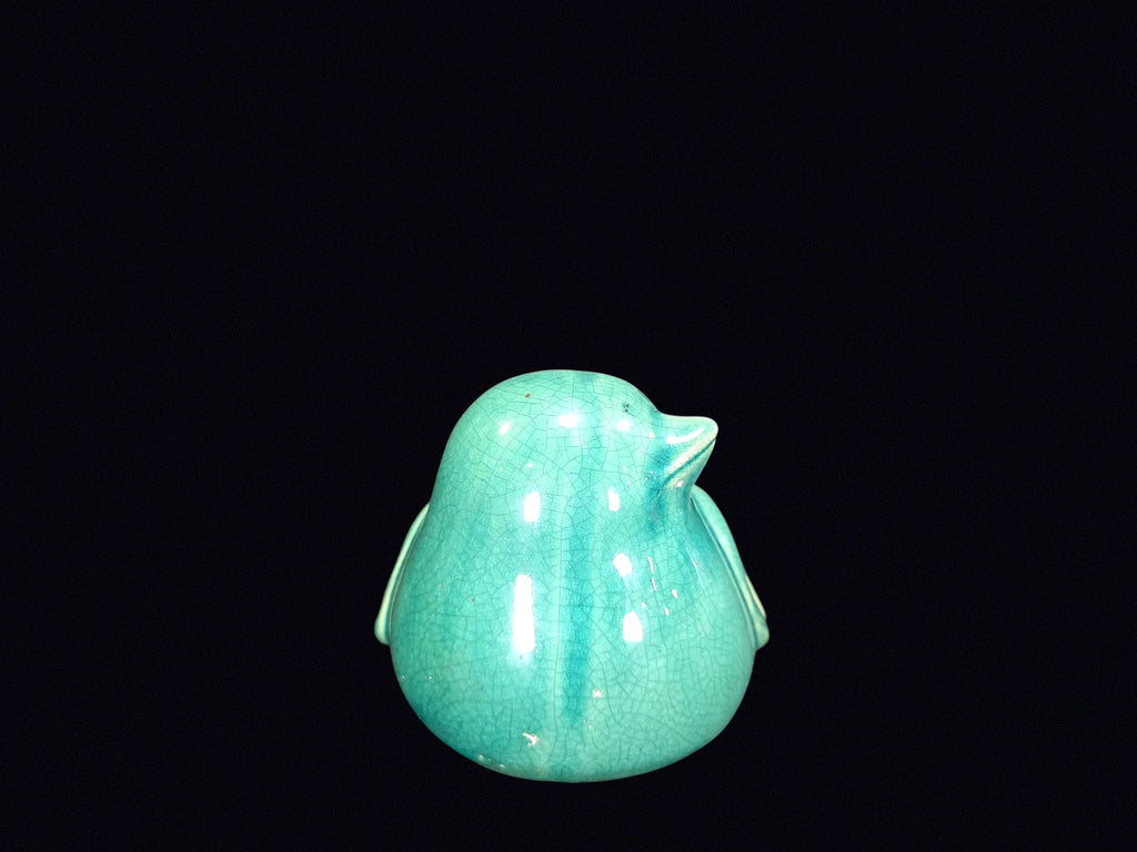 Turquoise Crackle Glaze Ceramic Bird 8in