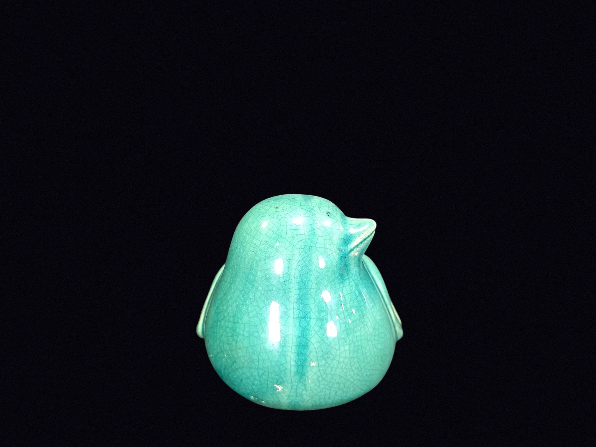 Turquoise Crackle Glaze Ceramic Bird 8in