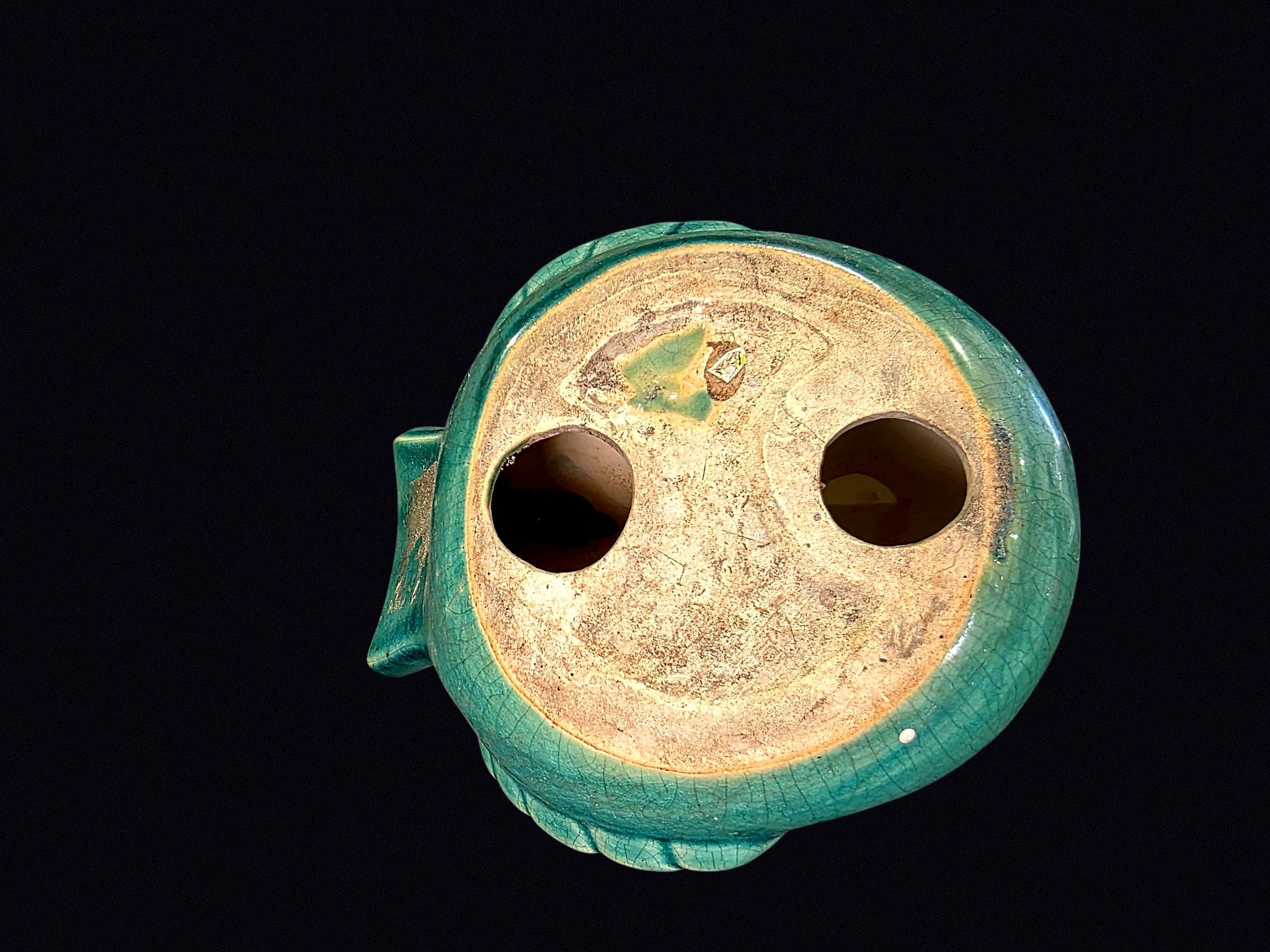 Turquoise Crackle Glaze Ceramic Bird 8in