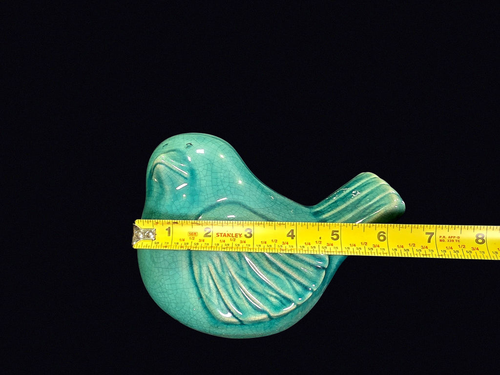 Turquoise Crackle Glaze Ceramic Bird 8in