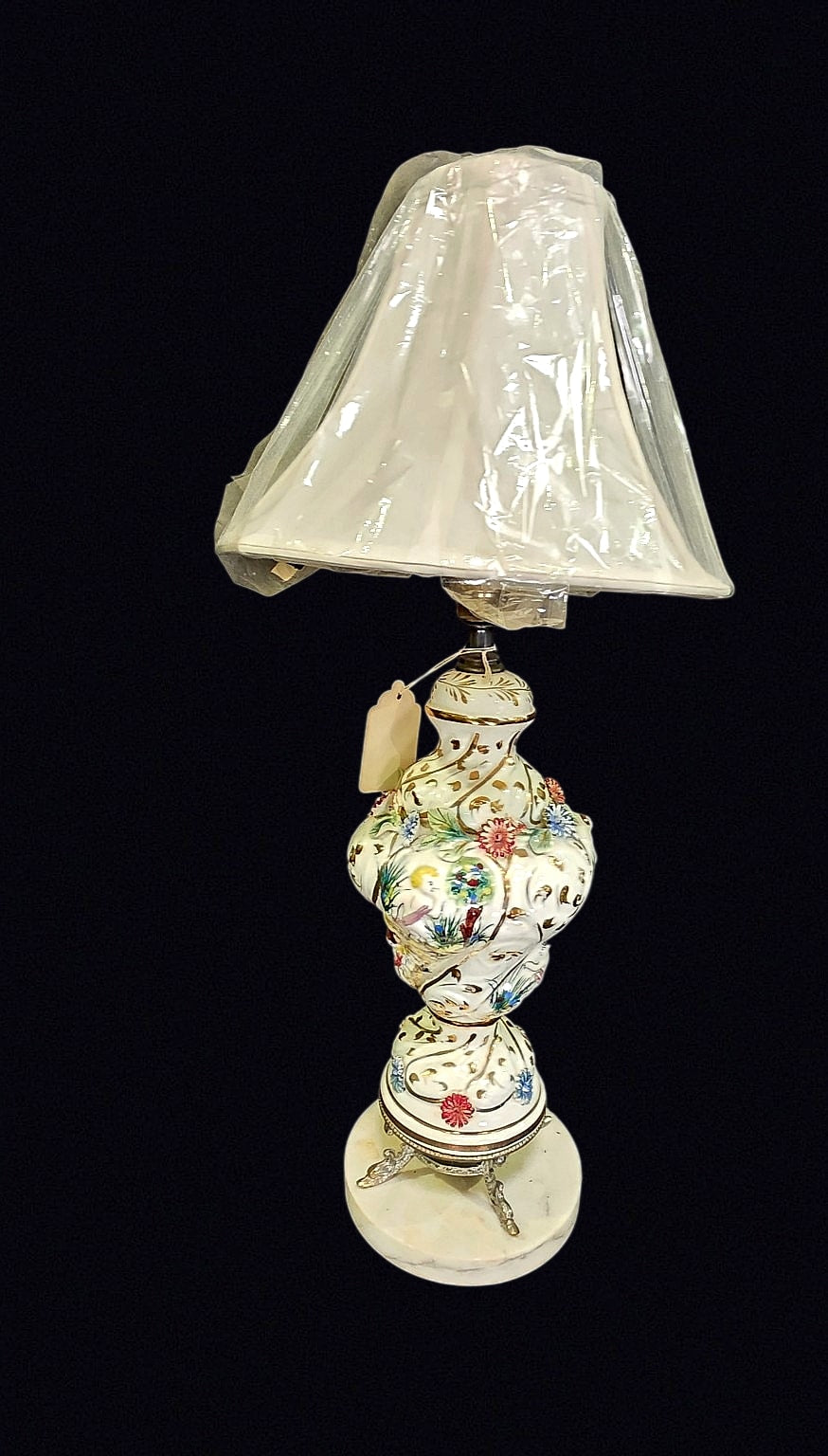 Capodimonte Reticulated Porcelain Lamp c1970