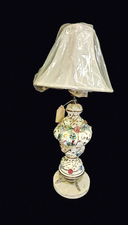 Capodimonte Reticulated Porcelain Lamp c1970