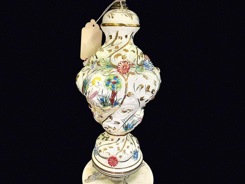 Capodimonte Reticulated Porcelain Lamp c1970