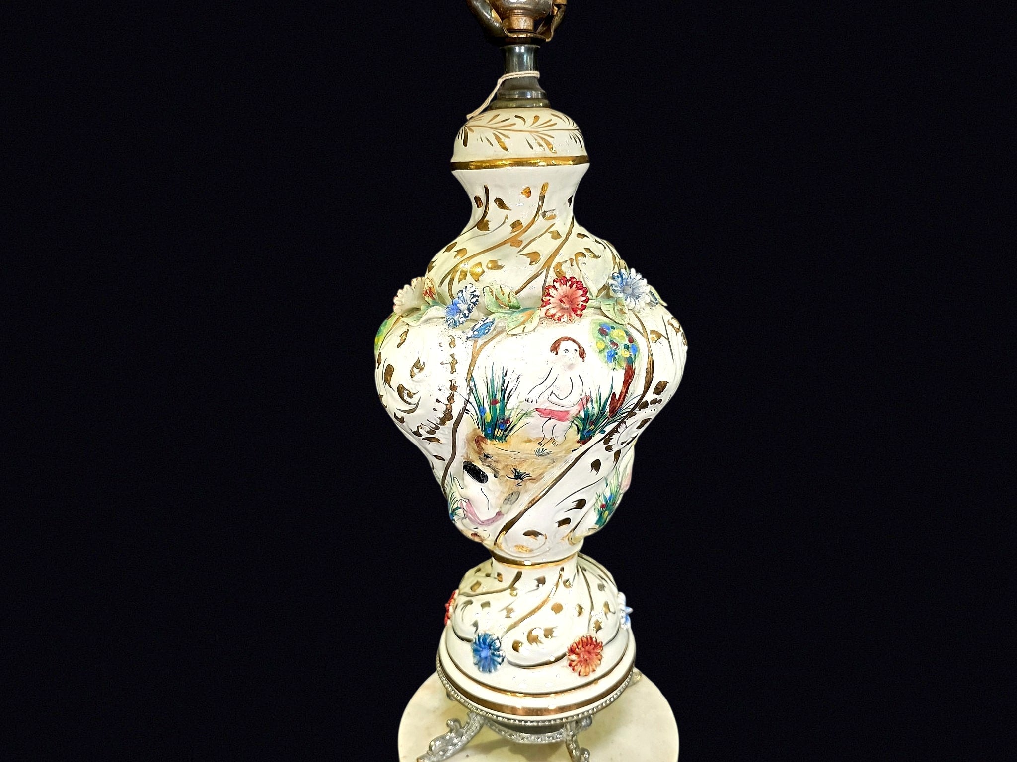 Capodimonte Reticulated Porcelain Lamp c1970