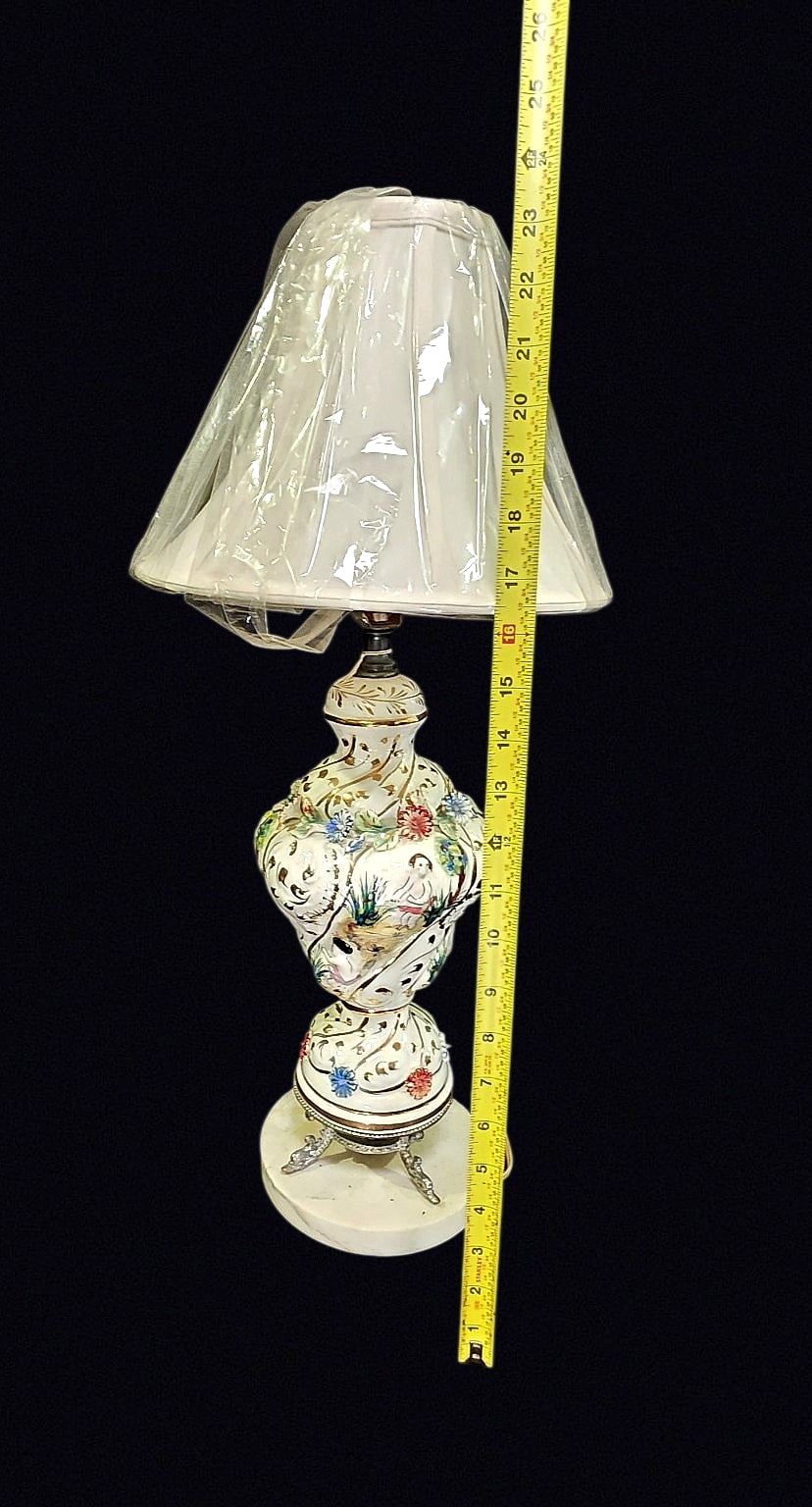 Capodimonte Reticulated Porcelain Lamp c1970