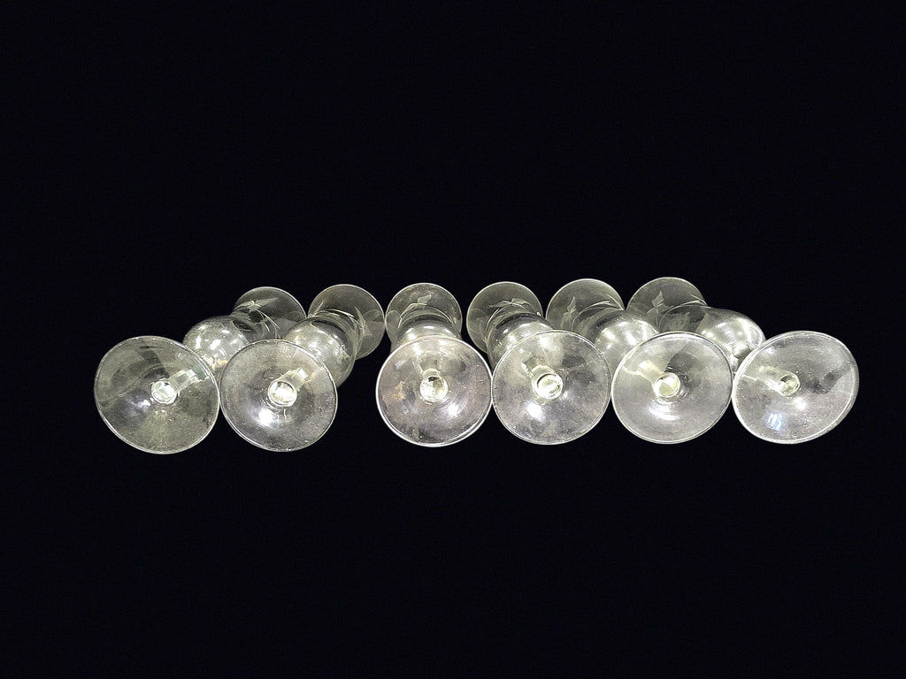 Six Etched Glass Tulip Hurricane Stems