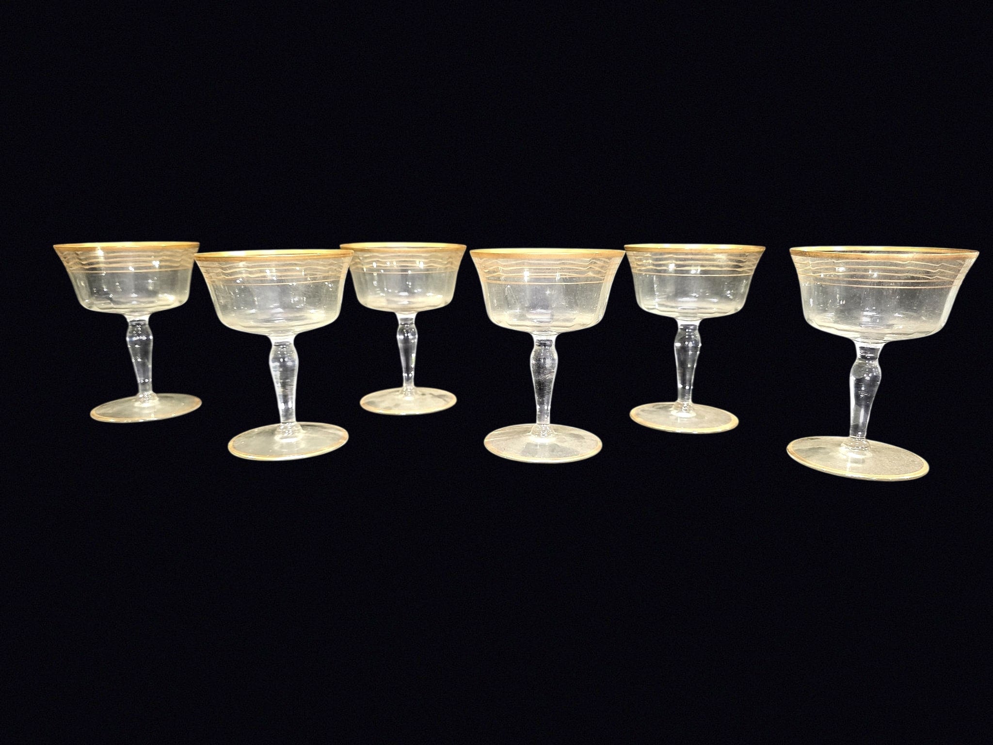 Gold Rim Optic Champagne Coupes Set of 6