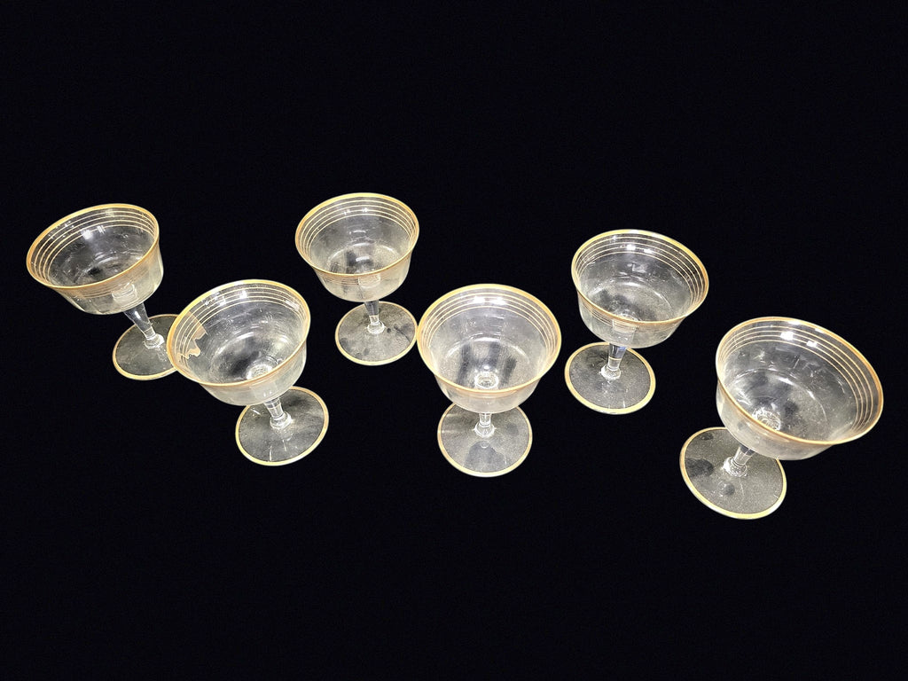 Gold Rim Optic Champagne Coupes Set of 6