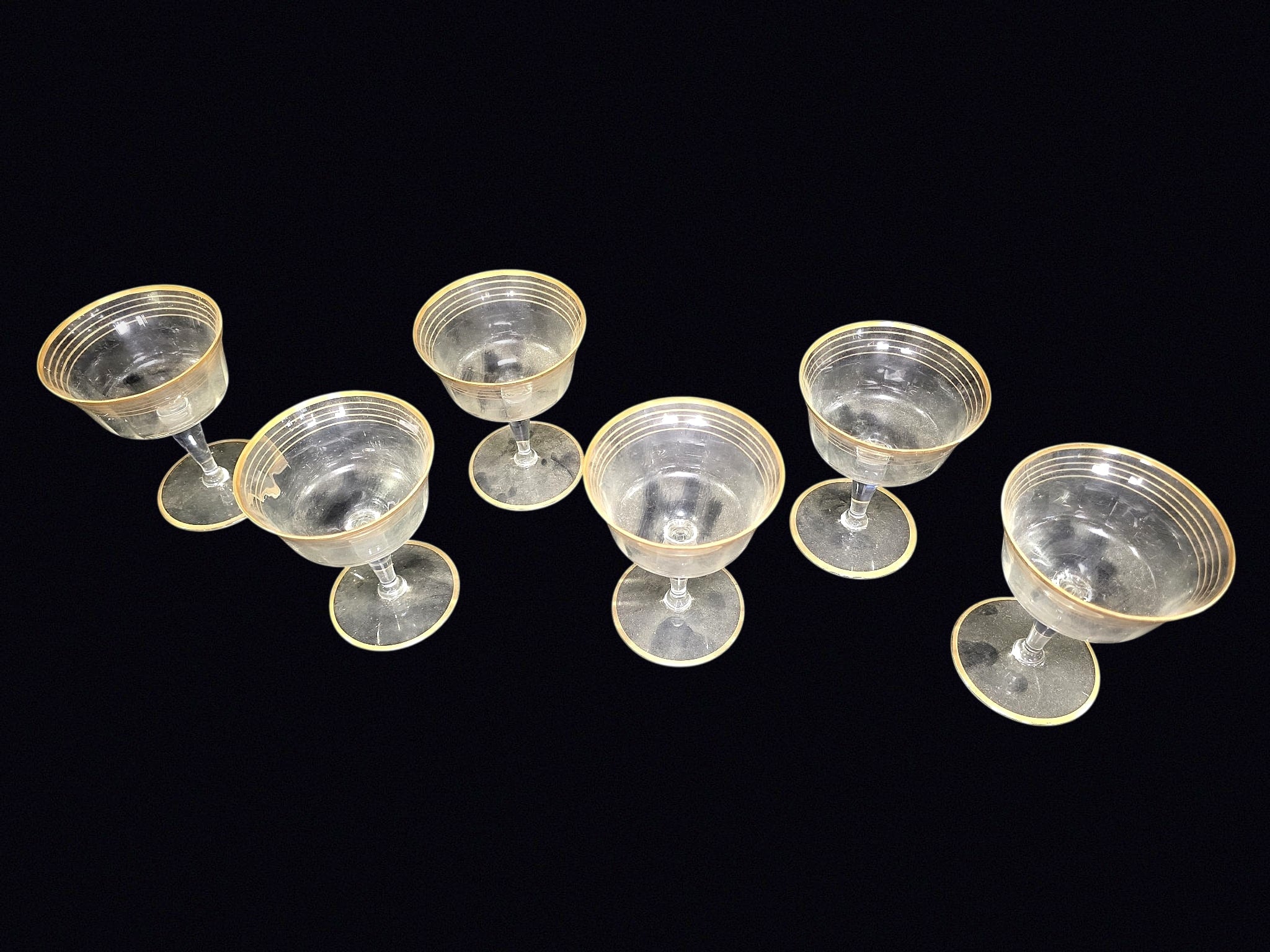 Gold Rim Optic Champagne Coupes Set of 6