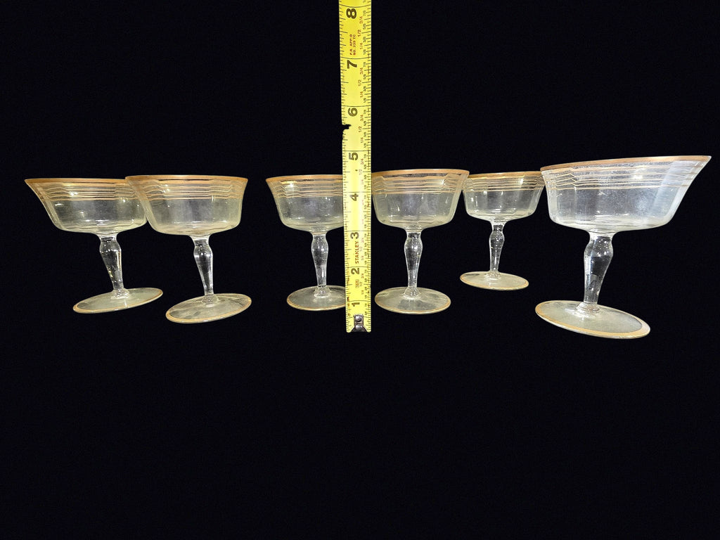 Gold Rim Optic Champagne Coupes Set of 6