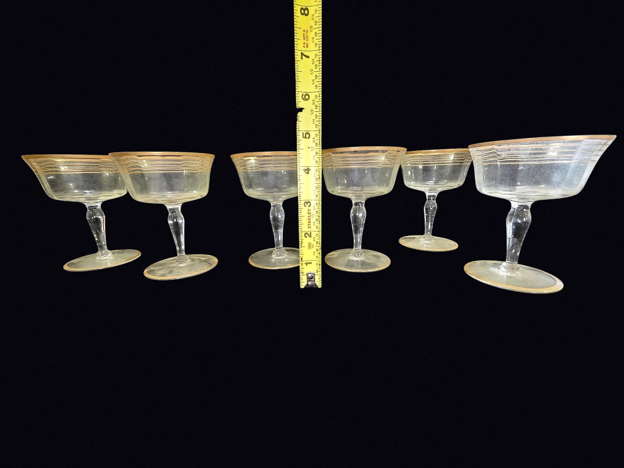 Gold Rim Optic Champagne Coupes Set of 6
