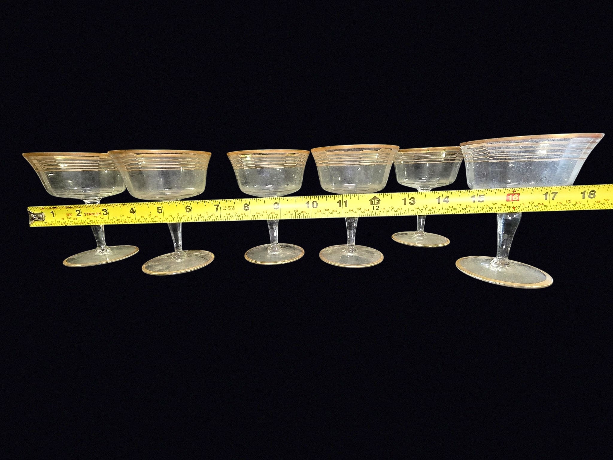 Gold Rim Optic Champagne Coupes Set of 6
