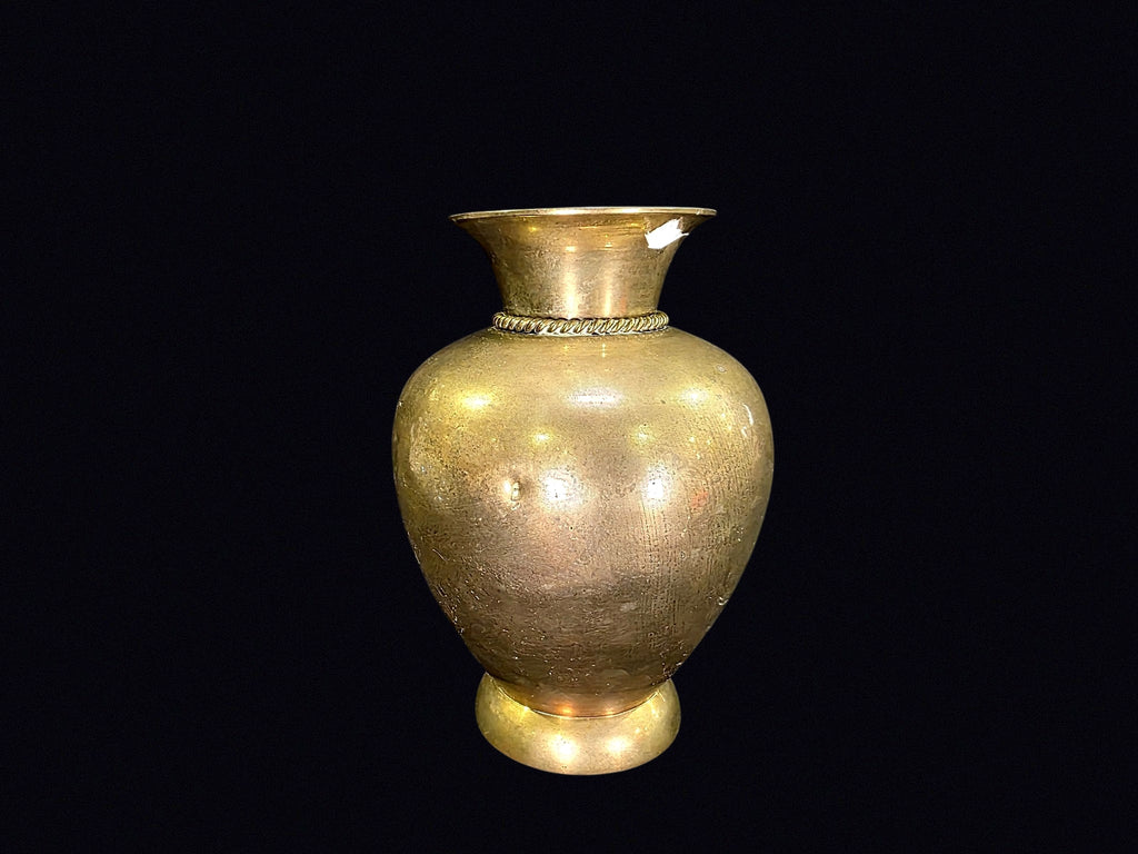 Indian Brass Baluster Vase Rope Tassel c1970
