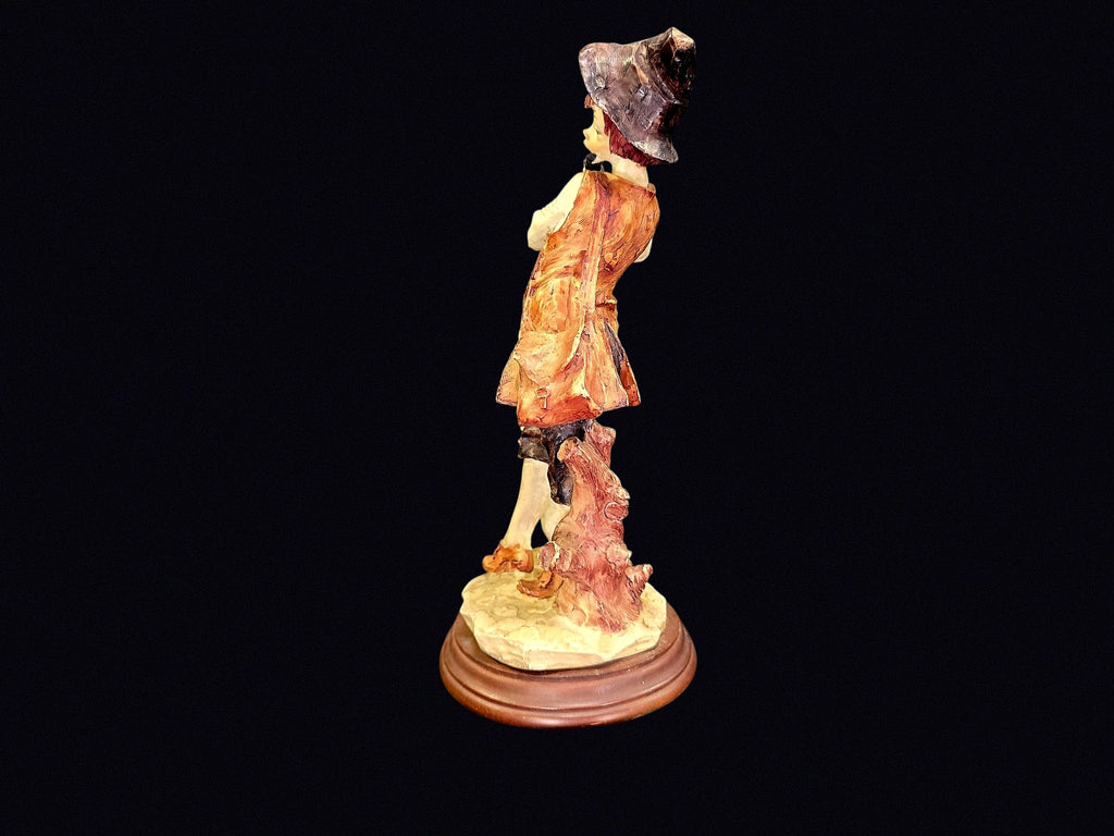 Capodimonte Style Boy Flute Goose Figurine