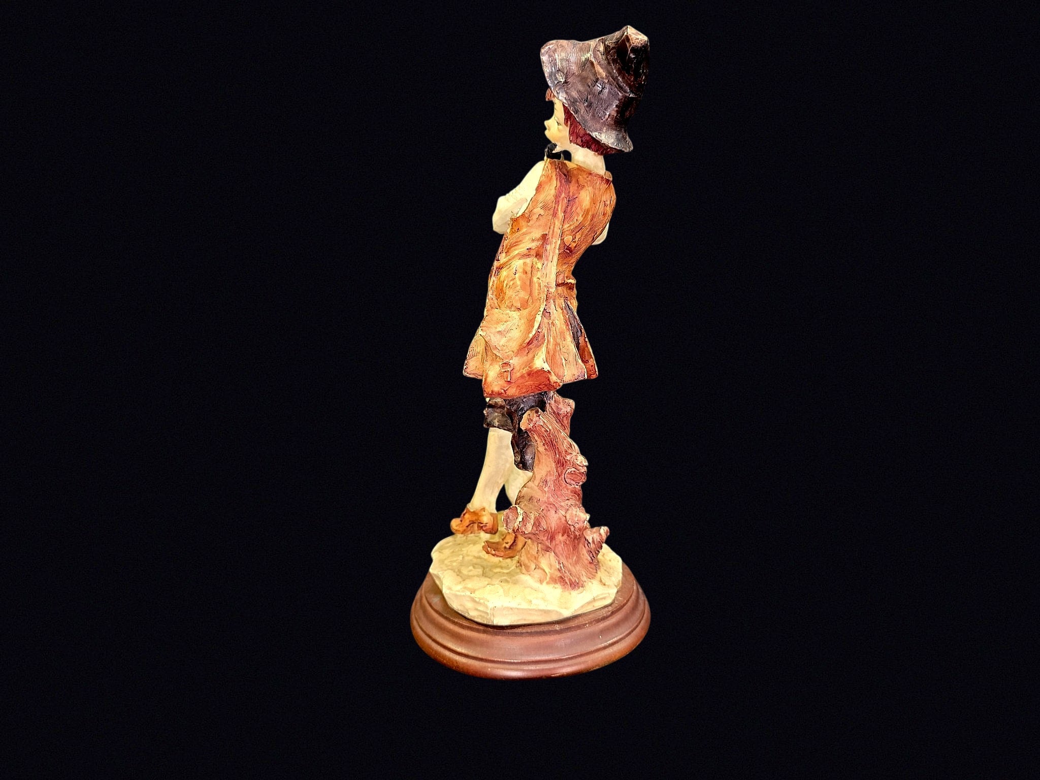 Capodimonte Style Boy Flute Goose Figurine
