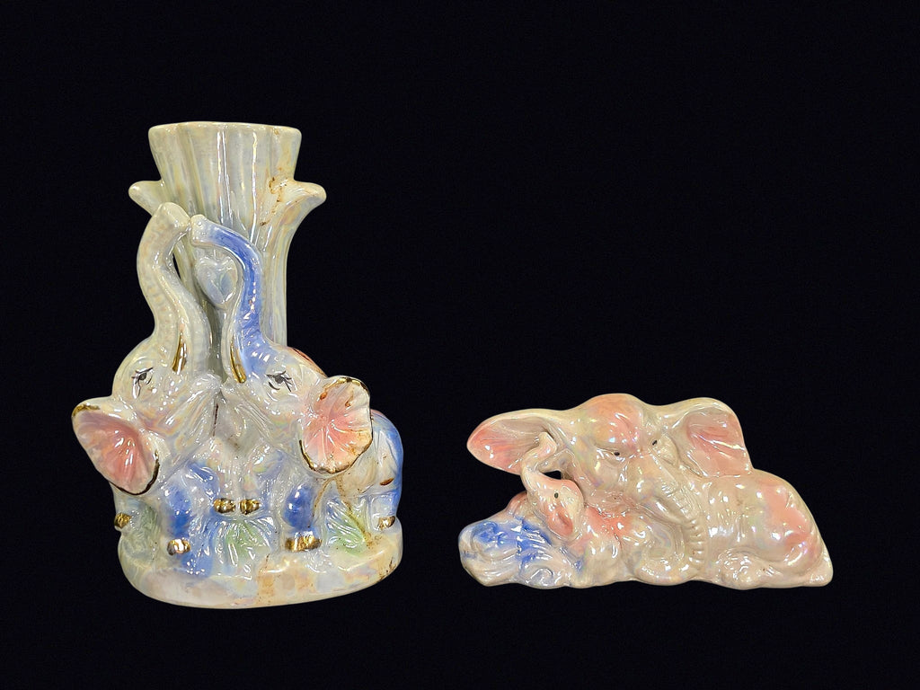 Daniel Brand Lusterware Elephant Vase Set