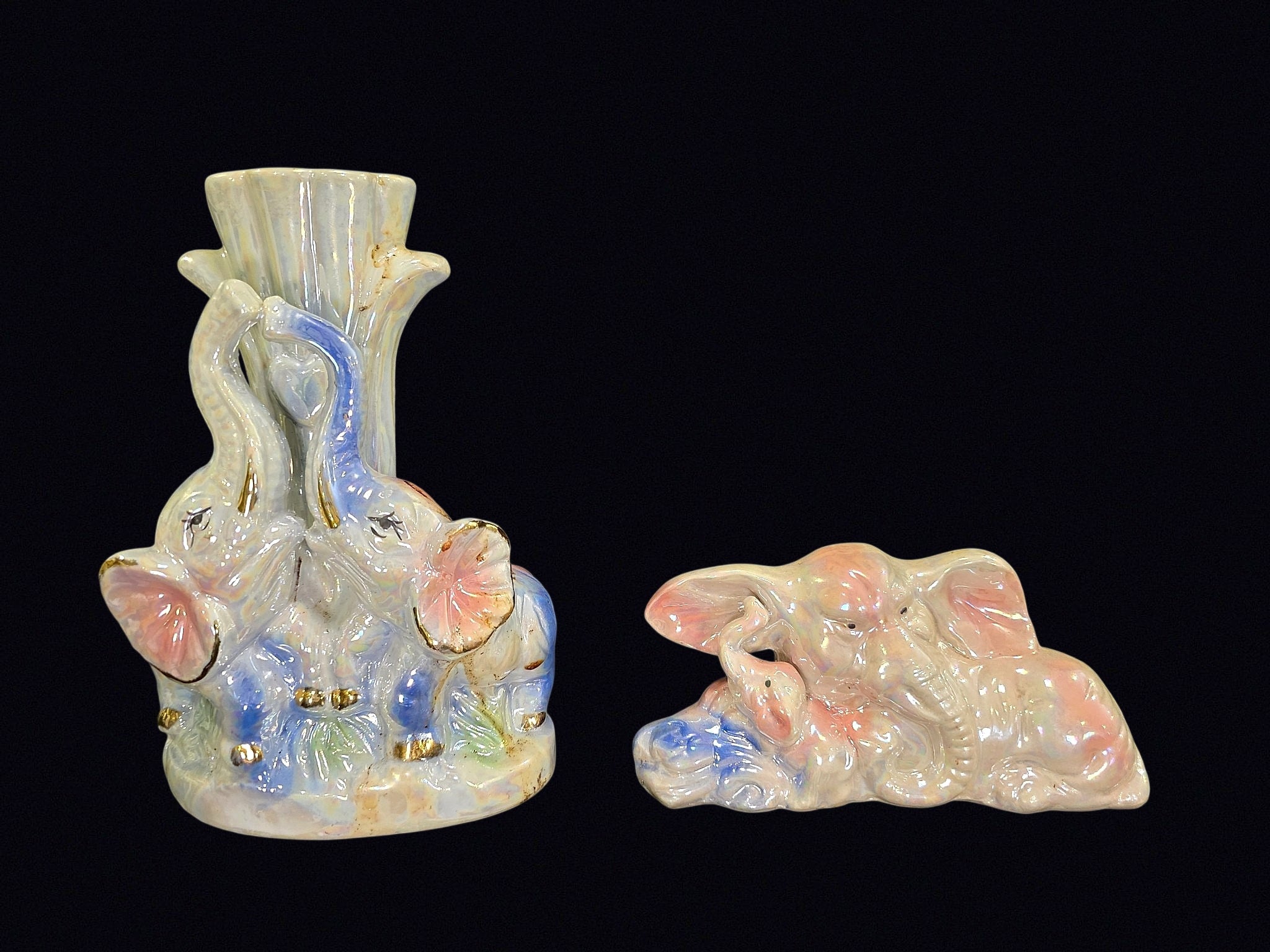 Daniel Brand Lusterware Elephant Vase Set