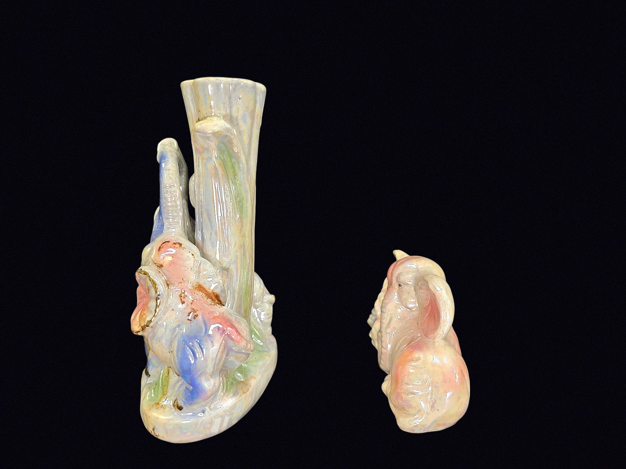 Daniel Brand Lusterware Elephant Vase Set