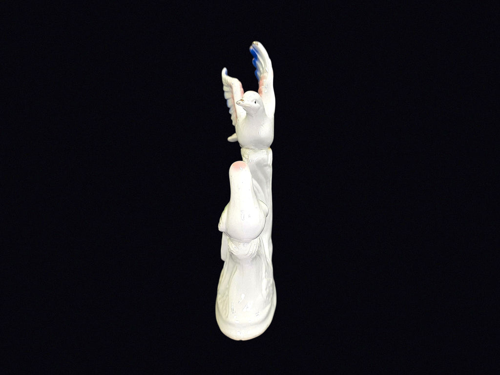 Lusterware Porcelain Dove Pair Figurine 9.5in