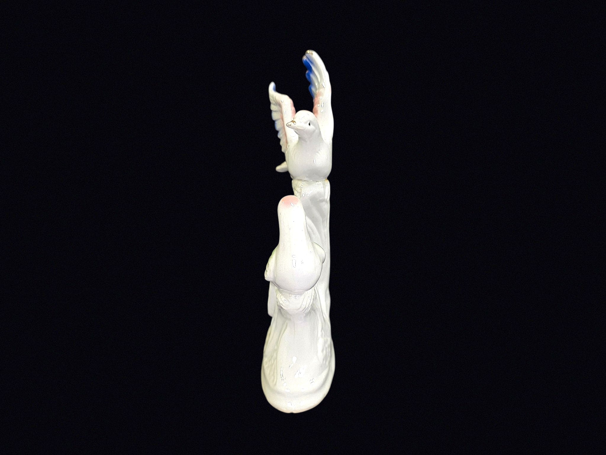 Lusterware Porcelain Dove Pair Figurine 9.5in