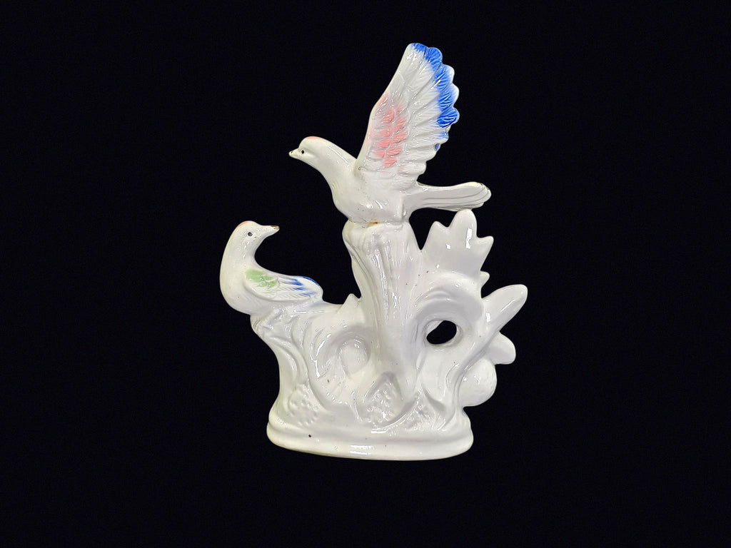 Lusterware Porcelain Dove Pair Figurine 9.5in
