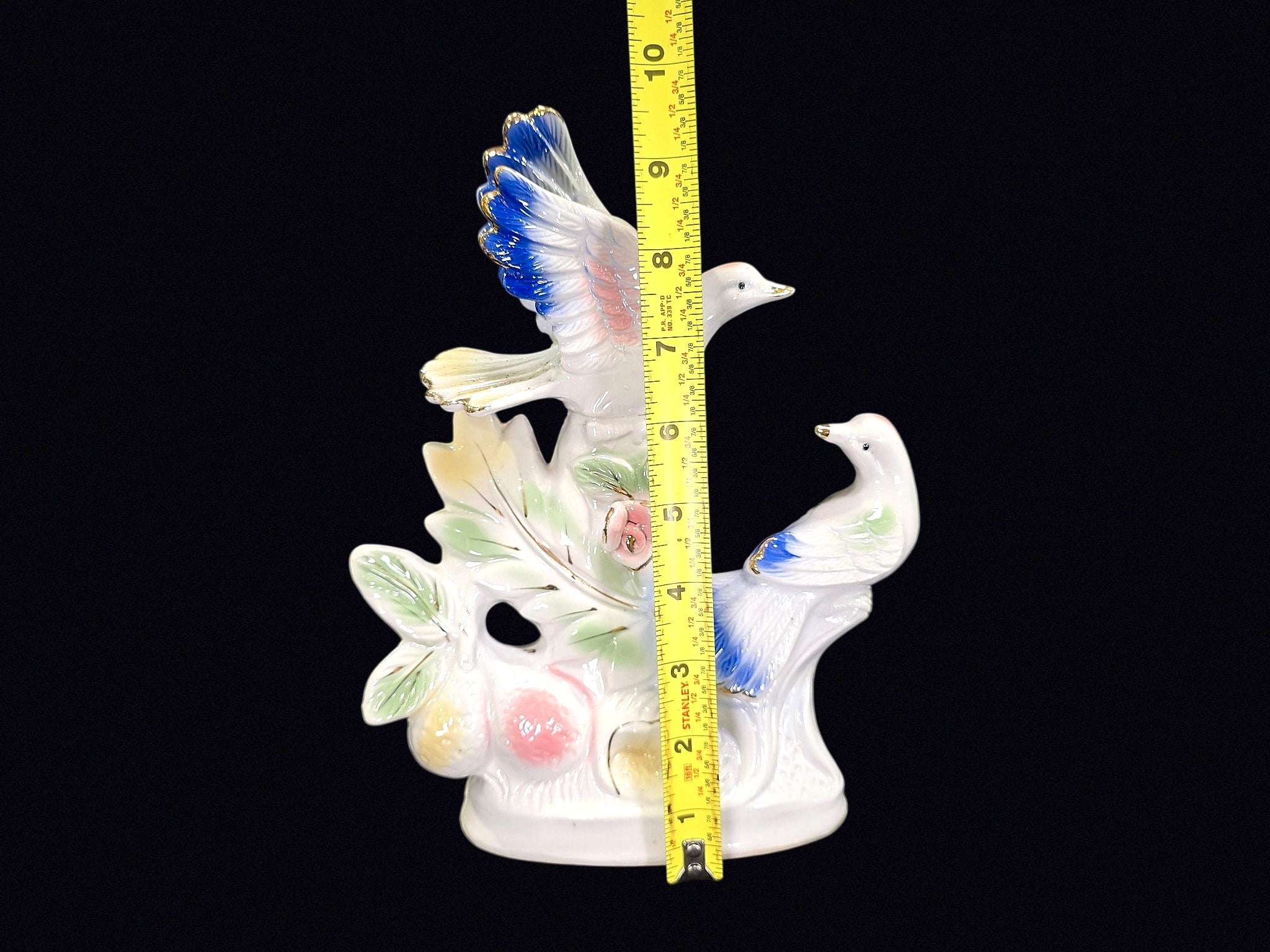Lusterware Porcelain Dove Pair Figurine 9.5in