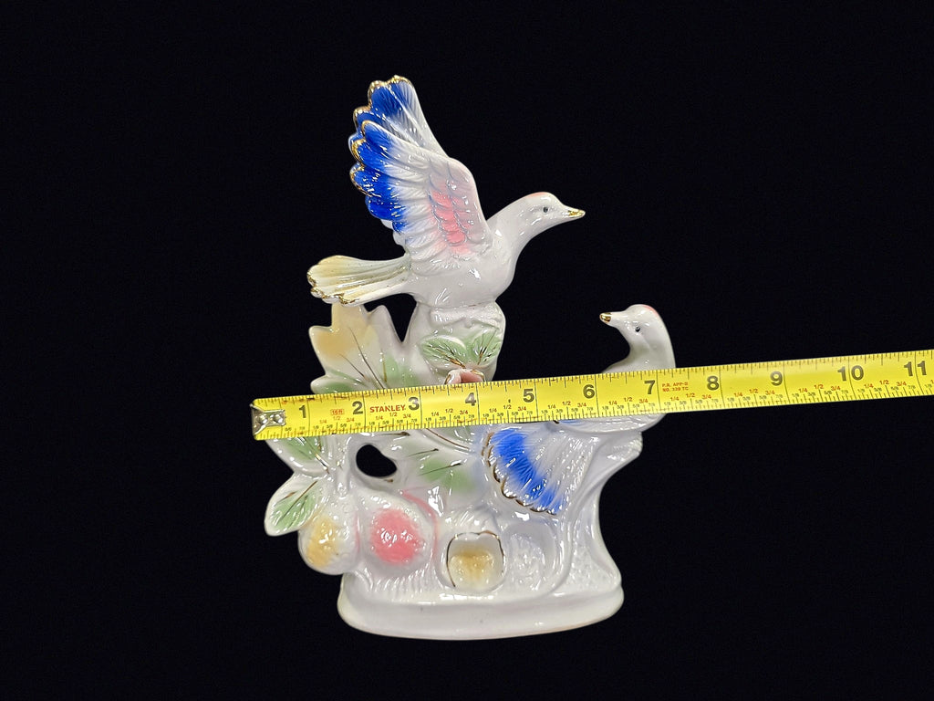 Lusterware Porcelain Dove Pair Figurine 9.5in