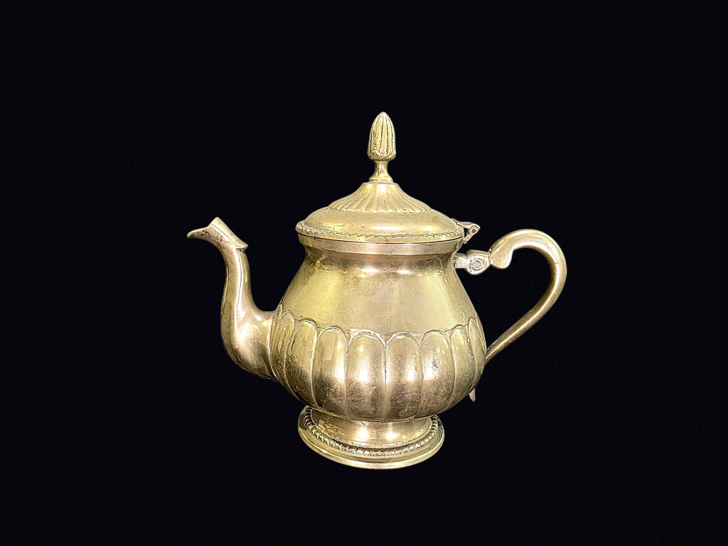 Victorian Silverplate Melon Teapot Acorn Finial
