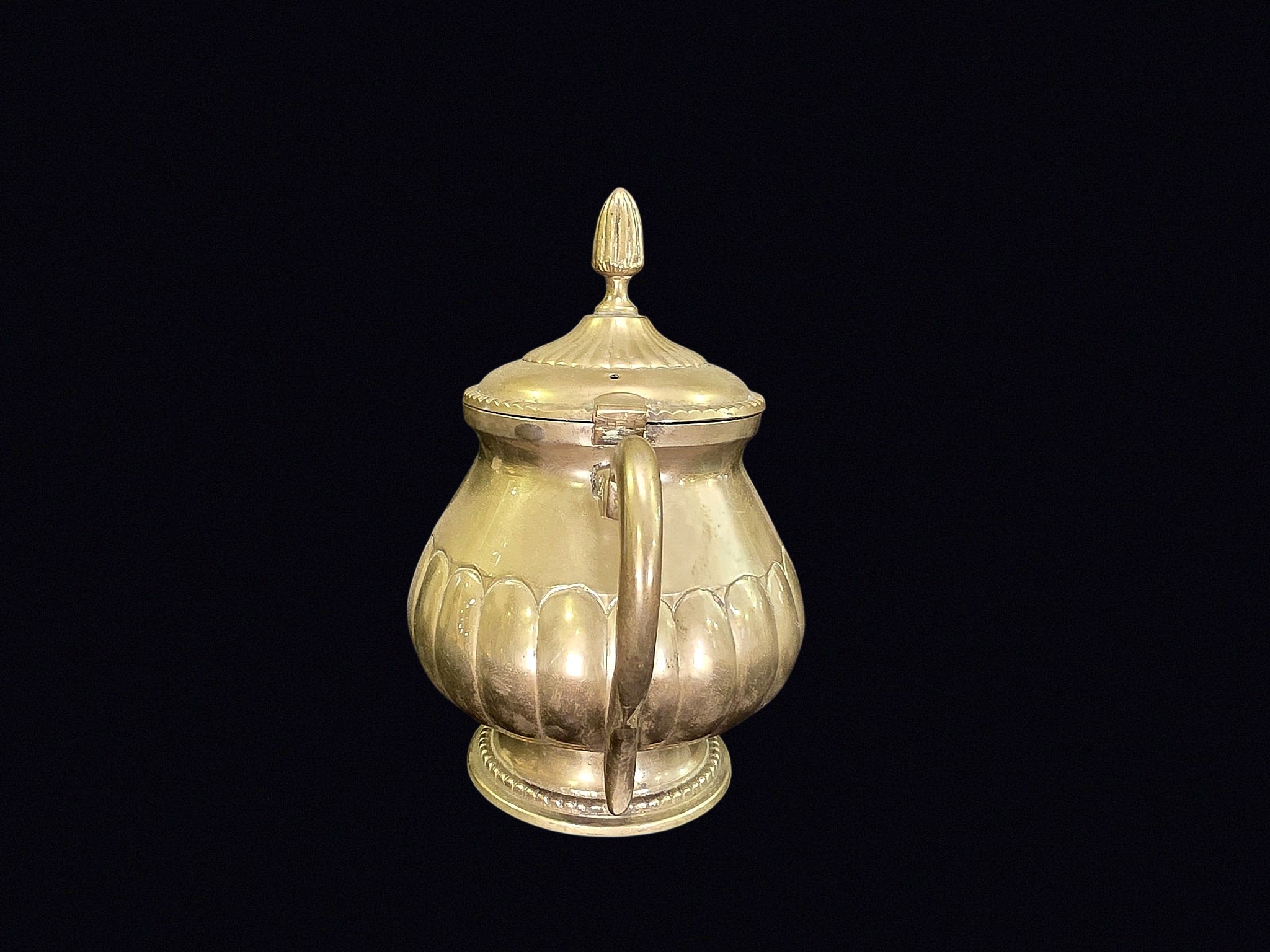 Victorian Silverplate Melon Teapot Acorn Finial