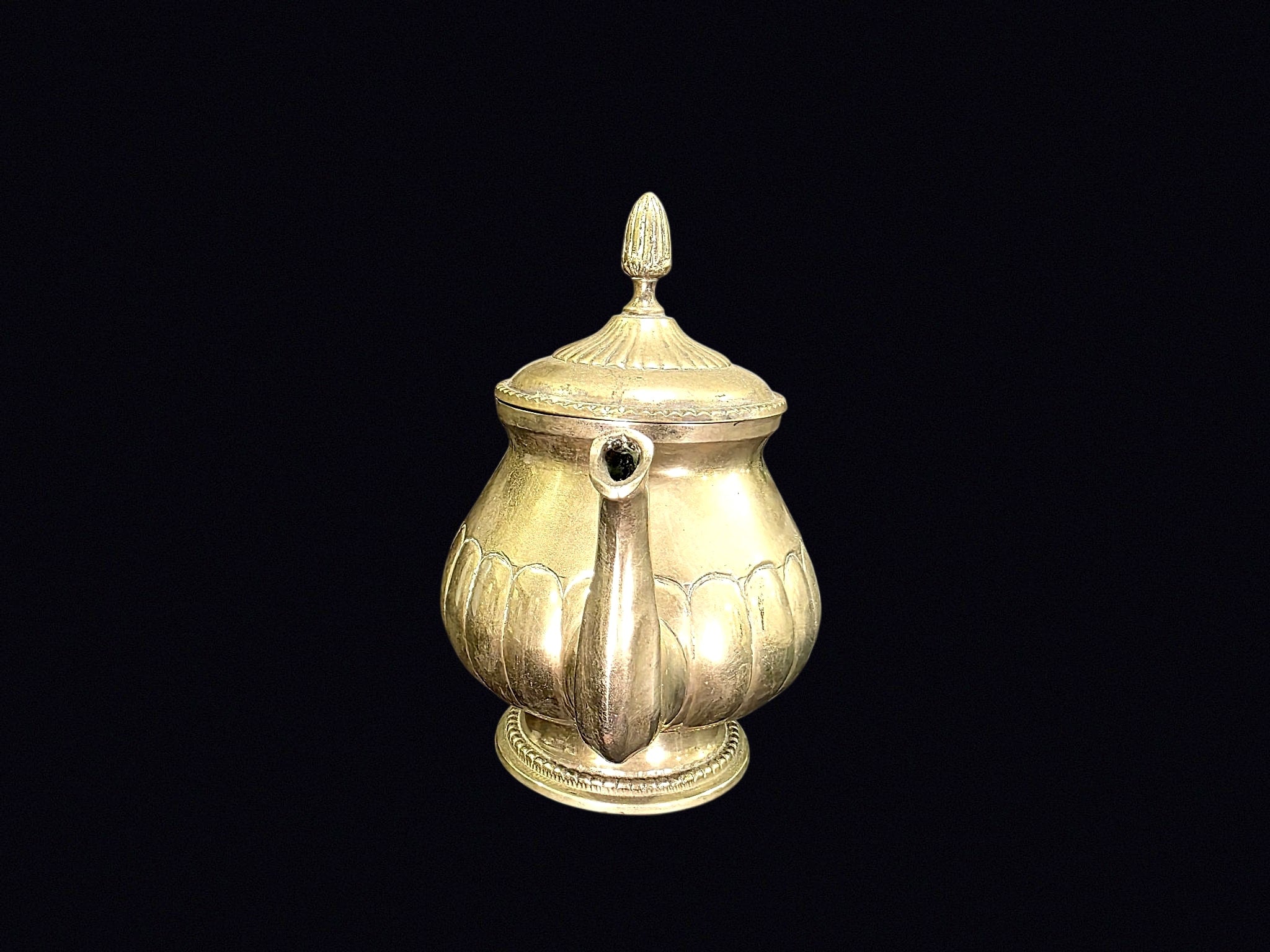 Victorian Silverplate Melon Teapot Acorn Finial