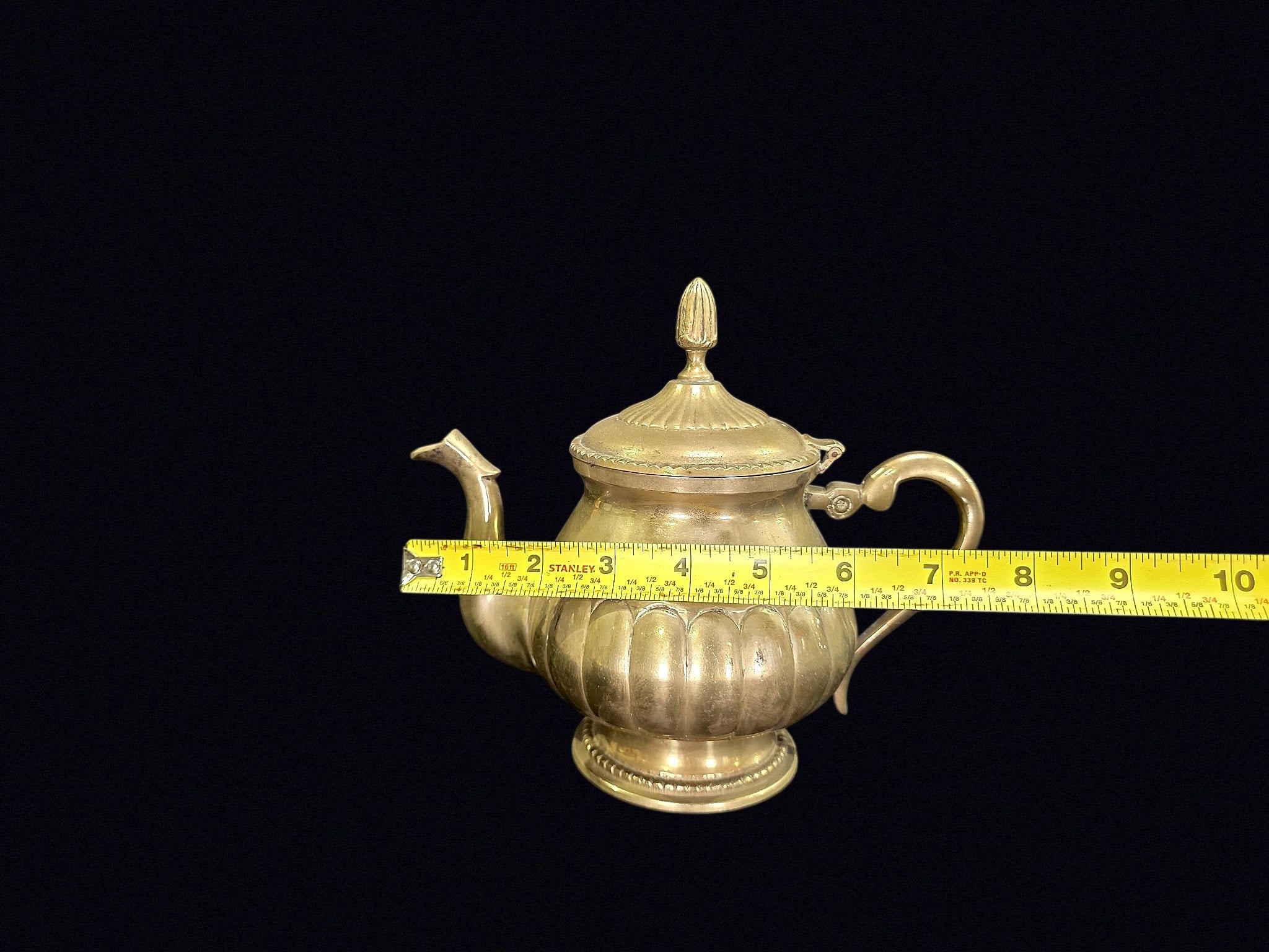 Victorian Silverplate Melon Teapot Acorn Finial