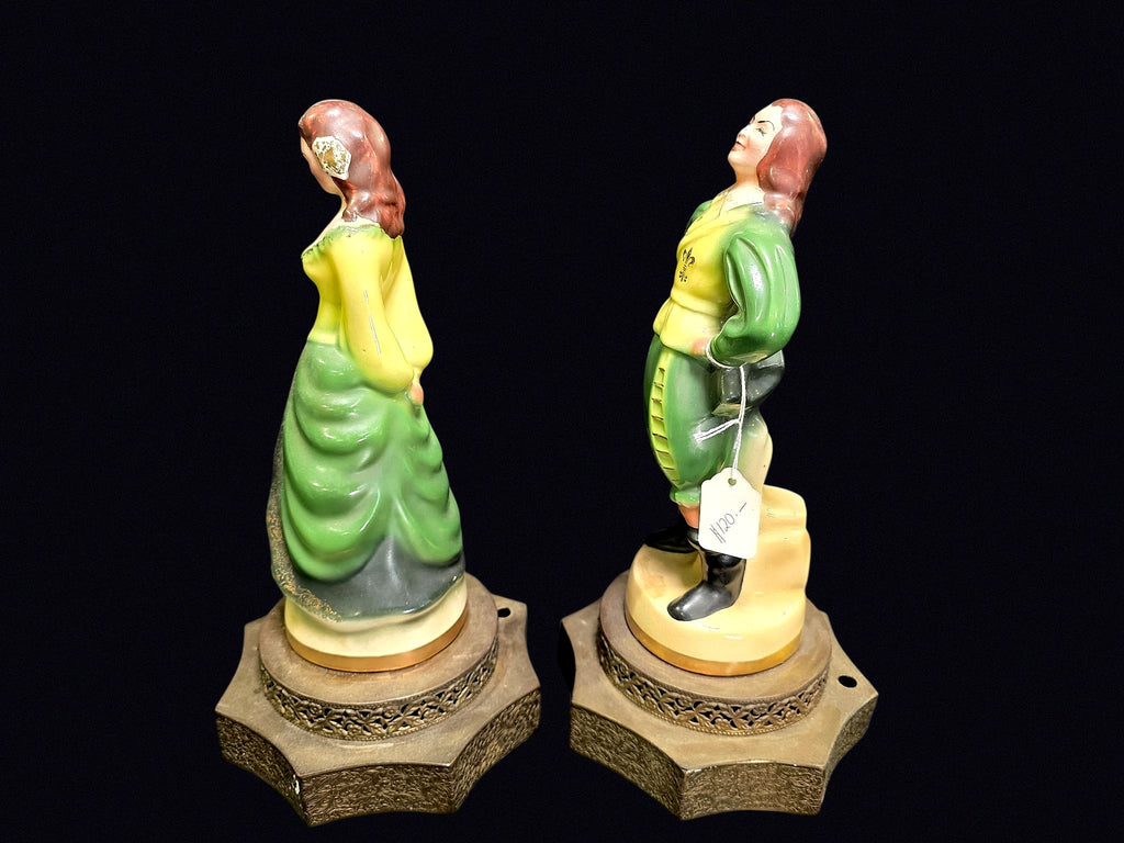 Chalkware Courting Couple Boudoir Lamps 1940s