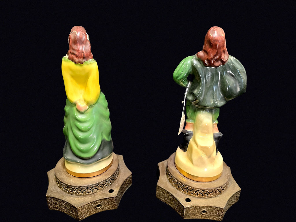 Chalkware Courting Couple Boudoir Lamps 1940s