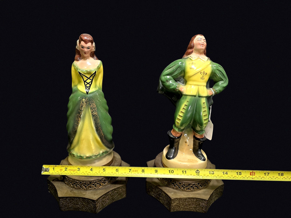 Chalkware Courting Couple Boudoir Lamps 1940s