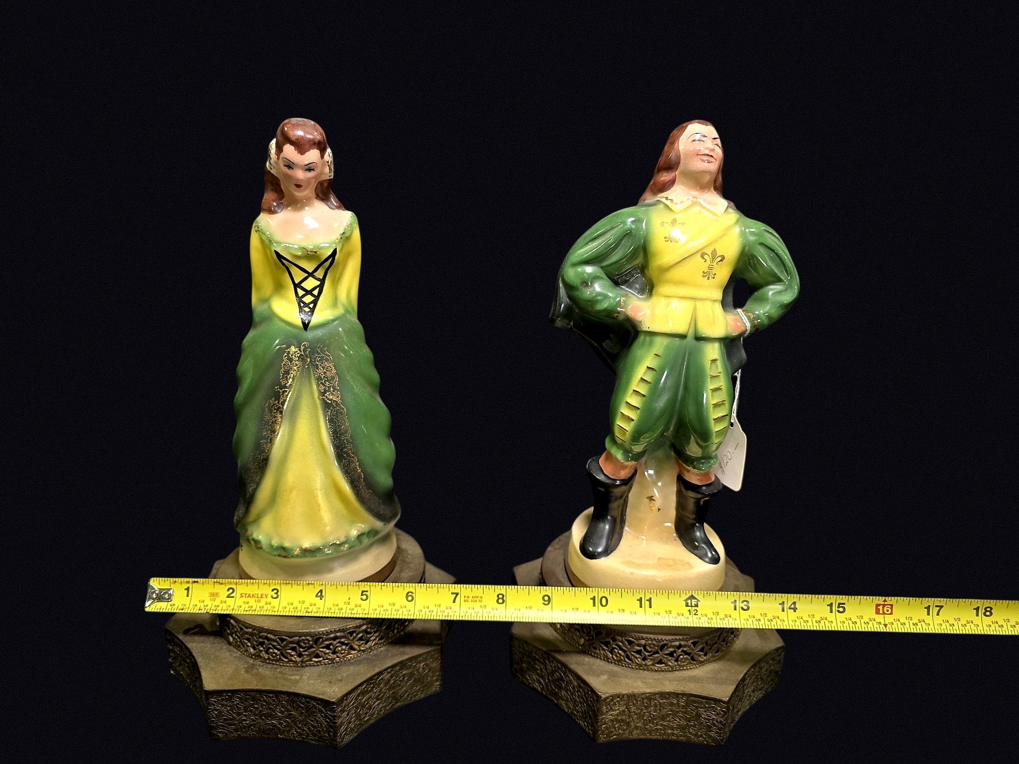 Chalkware Courting Couple Boudoir Lamps 1940s