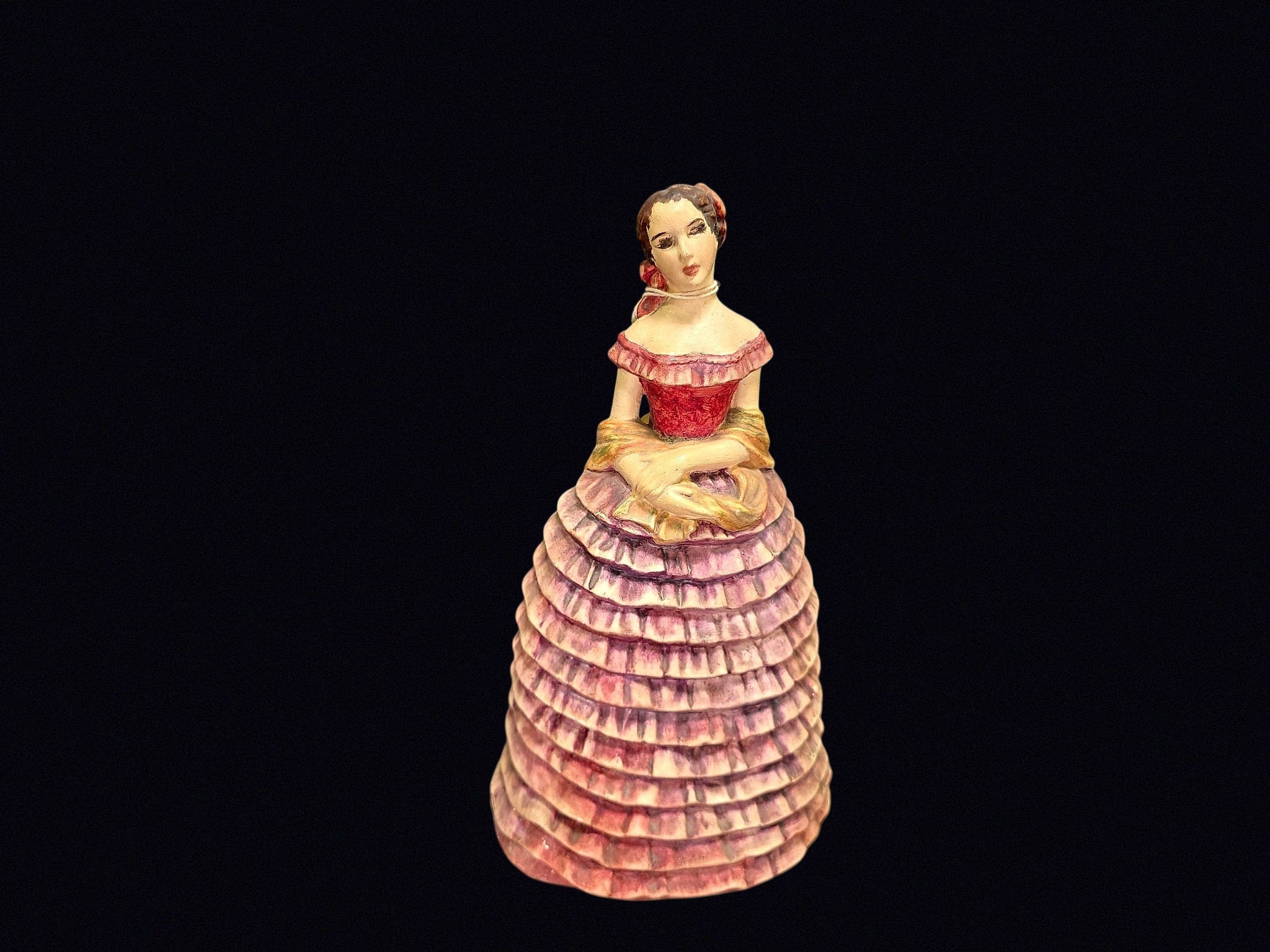 Chalkware Victorian Lady Figurine Mid-20th C