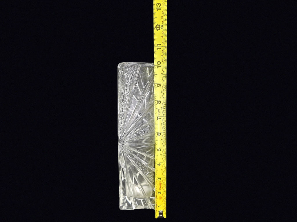 Pressed Glass Starburst Block Vase 10.5in