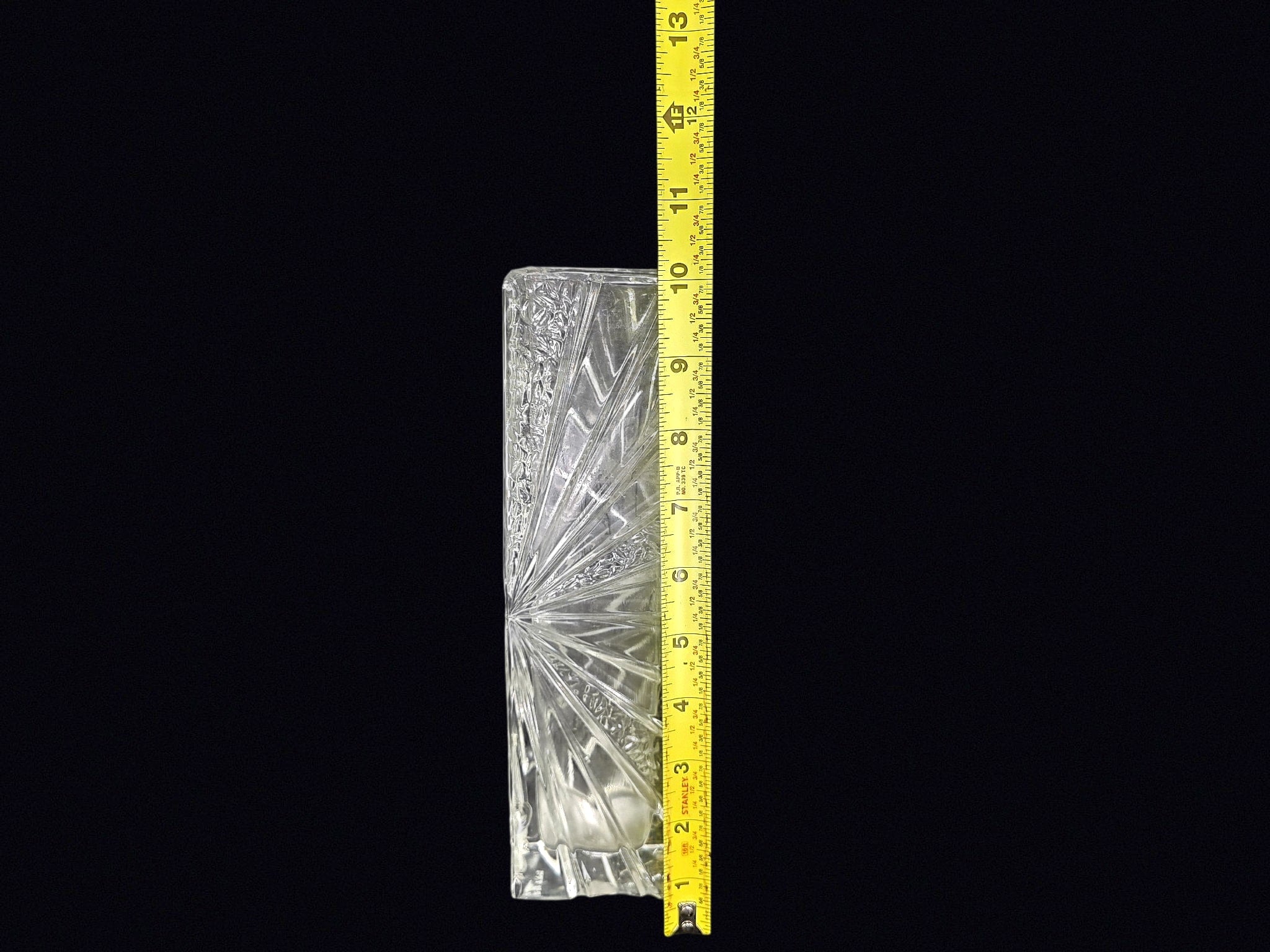 Pressed Glass Starburst Block Vase 10.5in