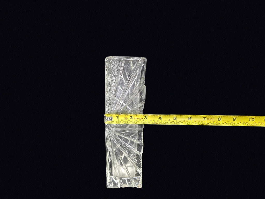 Pressed Glass Starburst Block Vase 10.5in